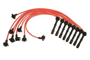 Ford Mustang Spark Plug Wire Set - Ford Racing - 9mm, Spiral-Wound, 45 Deg. Long Boot, Stainless Steel Terminals - Red - `96-`04